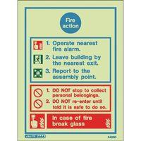 sign fire action aaa photo lum 200x150mm rigid