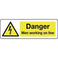 SIGN DANGER MEN WORKING ON LINE 400 X 600 RIGID PLASTIC