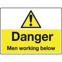 sign danger men working below 600 x 450 aluminium