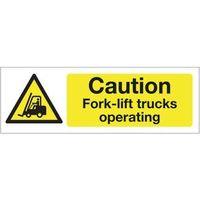 sign caution fork lift trucks 600 x 200 aluminium