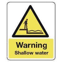 SIGN WARNING SHALLOW WATER 250X300 ALUMINIUM