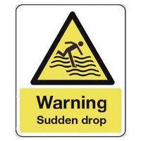 SIGN WARNING SUDDEN DROP250X300 ALUMINIUM