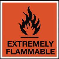 SIGN EXTREMELY FLAMMABLE SELF-ADHESIVE VINYL 150 x 150