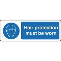 SIGN HAIR PROTECTION MUST BE WORN 300X100 RIGID PLASTIC