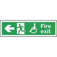 sign disabled fire exit left 350 x 100 polycarb