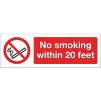 SIGN NO SMOKING WITHIN 20 FT 600 X 200 ALUMINIUM