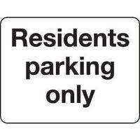 SIGN RESIDENTS PARKING ONLY 400 X 300 ALUMINIUM