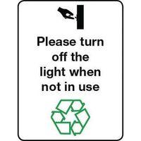 SIGN PLEASE TURN OFF THE LIGHT RIGID PLASTIC 150 x 200