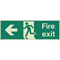 SIGN-FIRE EXIT ESCAPE LEFT PHOTO LUM 150X400MM RIGID