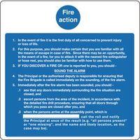 SIGN FIRE ACTION NOTICE 200 X 200 VINYL