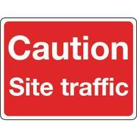 sign caution site traffic 600 x 450 aluminium