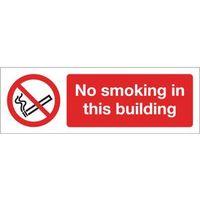 SIGN NO SMOKING IN THIS BUILDING 300X100 RIGID PLASTIC