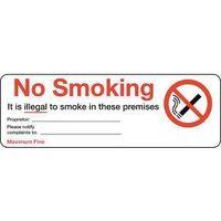 SIGN NO SMOKING 600X200 RIGID PLASTIC