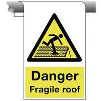 sign danger fragile roof 450 x 600 aluminium