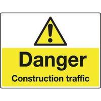 SIGN DANGER CONSTRUCTION TRAFFIC 600X450 RIGID PLASTIC