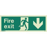 sign fire exit escape down photo lum 200x450mm rigid