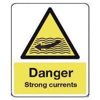 SIGN DANGERSTRONG CURRENTS 300X100 ALUMINIUM