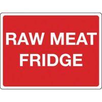 SIGN RAW MEAT FRIDGE RIGID PLASTIC 400 x 300
