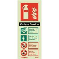 sign fire extinguisher aaa co2 photo lum 200x80mm rigid