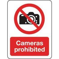 SIGN CAMERAS PROHIBITED 250 X 300 POLYCARB