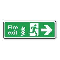 sign fire exit arrow right 350 x 100 polycarb