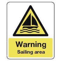 SIGN WARNING SAILING AREA 250X300 POLYCARBONATE