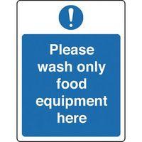 SIGN PLEASE WASH ONLY FOOD 150 X 200 RIGID PLASTIC