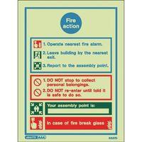 SIGN-FIRE ACTION INSTRUCTIONS PHOTO LUM 200X150MM RIGID