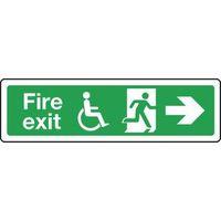 sign disabled fire exit right 350 x 100 aluminium