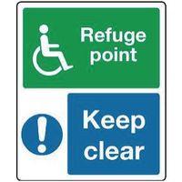 SIGN REFUGE POINT KEEP CLEAR 250 X 300 ALUMINIUM