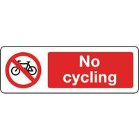 sign no cycling 600 x 200 rigid plastic