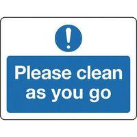 SIGN PLEASE CLEAN AS YOU GO SELF-ADHESIVE VINYL 400 x 300