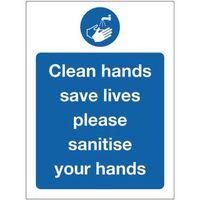 SIGN CLEAN HANDS SELF-ADHESIVE VINYL 150 x 200