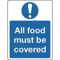 SIGN ALL FOOD MUST BE COVERED SELF-ADHESIVE VINYL 150 x 200