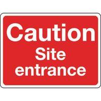 sign caution site entrance 600 x 450 reflective aluminium