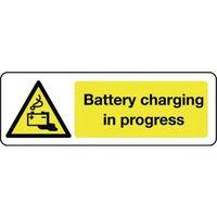 sign battery charging in progress 600 x 200 aluminium