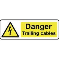 SIGN DANGER TRAILING CABLES SELF-ADHESIVE VINYL 300 x 100