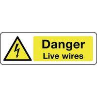 SIGN DANGER LIVE WIRES 600 X 200 POLYCARB