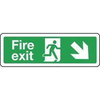 SIGN FIRE EXIT ARROW DOWN RIGHT 600 X 200 POLYCARB