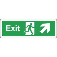 sign exit arrow up right 300 x 100 rigid plastic