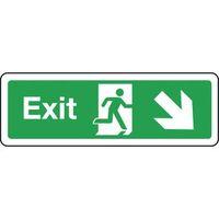 sign exit arrow down right 300 x 100 polycarb