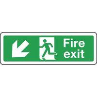 SIGN FIRE EXIT ARROW DOWN LEFT LEFT 300 X 100 ALUMINIUM