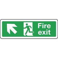 SIGN FIRE EXIT ARROW UP LEFT 300 X 100 ALUMINIUM