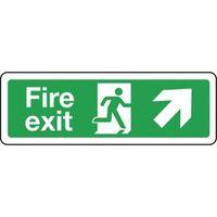 sign fire exit arrow up right 300 x 100 aluminium