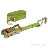 Silverline Ratchet Tie Down Strap J-hook 4m x 27mm Rated 400kg Capacity 1200kg