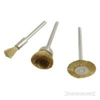 Silverline Rotary Tool Brass Wire Brush Set 3pce 5, 15, 20mm Dia
