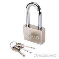 silverline steel padlock long shackle 60mm