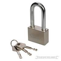 silverline steel padlock long shackle 40mm