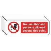 SIGN NO UNAUTHORISED PERSONS 400 x 600 RIGID PLASTIC