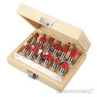 Silverline 12mm Tct Router Bit Set 12pce 12mm